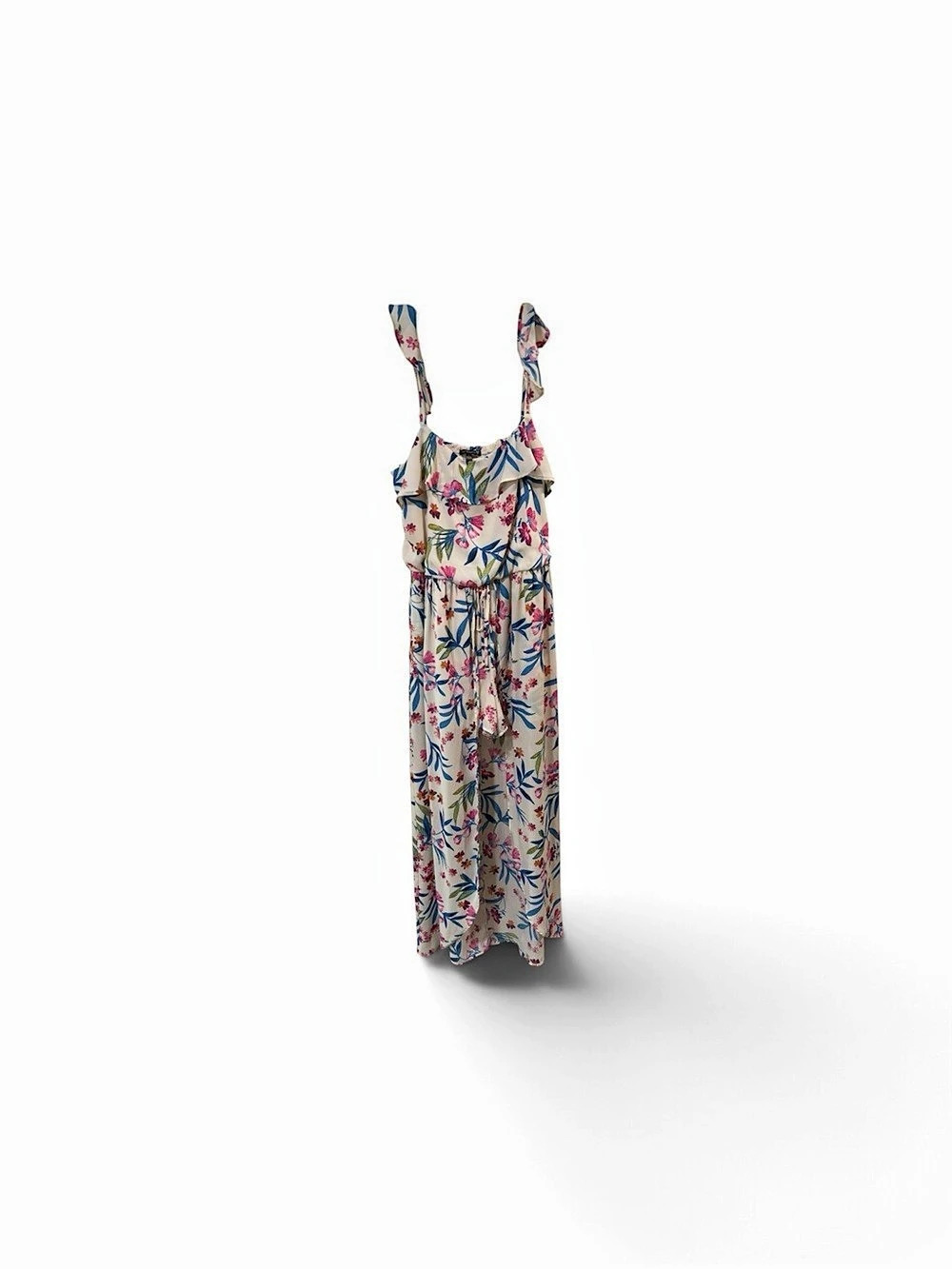 City Triangles Floral Maxi Dress with built in shorts Cream & Blue Size Large